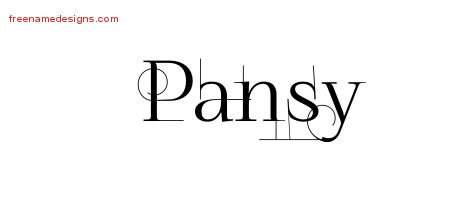 Pansy Decorated Name Tattoo Designs