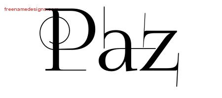 Paz Decorated Name Tattoo Designs