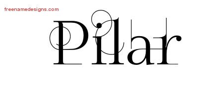 Pilar Decorated Name Tattoo Designs