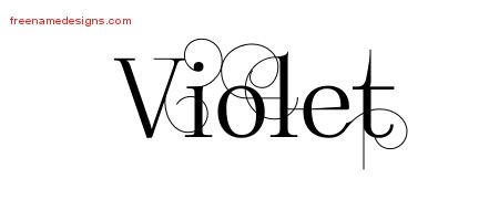 Violet Decorated Name Tattoo Designs
