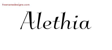 Alethia Elegant Name Tattoo Designs