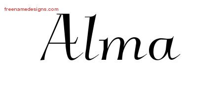 Alma Elegant Name Tattoo Designs