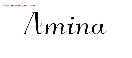 Amina Elegant Name Tattoo Designs
