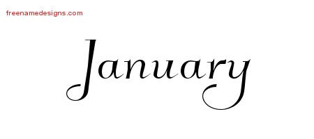 January Elegant Name Tattoo Designs