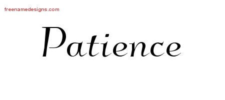 Patience Elegant Name Tattoo Designs