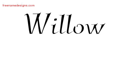 Willow Elegant Name Tattoo Designs