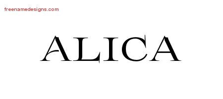 Alica Flourishes Name Tattoo Designs