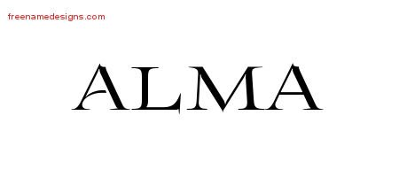 Alma Flourishes Name Tattoo Designs