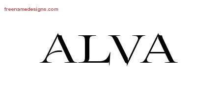 Alva Flourishes Name Tattoo Designs