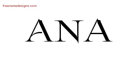 Ana Flourishes Name Tattoo Designs