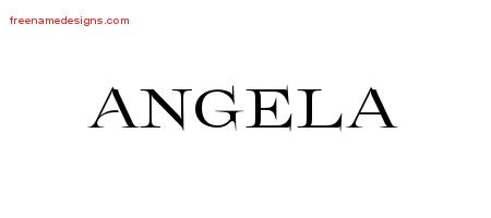 Angela Flourishes Name Tattoo Designs