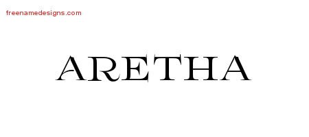Aretha Flourishes Name Tattoo Designs