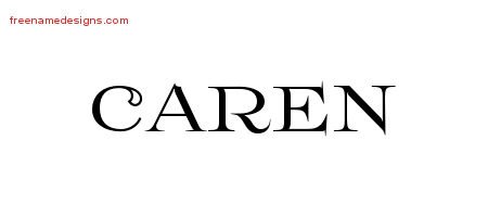 Caren Flourishes Name Tattoo Designs