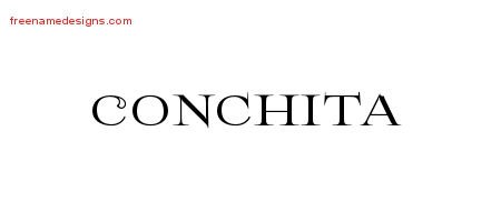 Conchita Flourishes Name Tattoo Designs