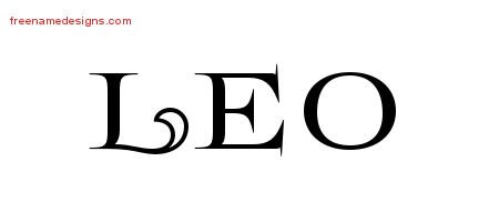 Leo Flourishes Name Tattoo Designs