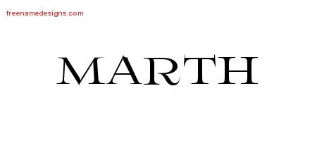 Marth Flourishes Name Tattoo Designs