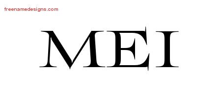 Mei Flourishes Name Tattoo Designs