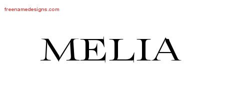 Melia Flourishes Name Tattoo Designs