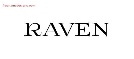 Raven Flourishes Name Tattoo Designs
