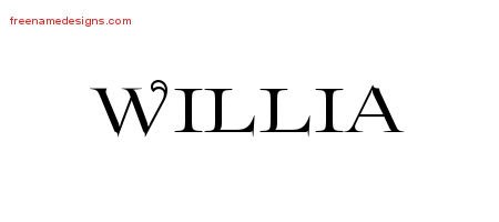 Willia Flourishes Name Tattoo Designs