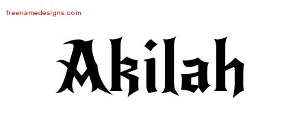 Akilah Gothic Name Tattoo Designs