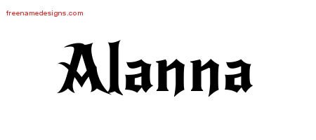 Alanna Gothic Name Tattoo Designs