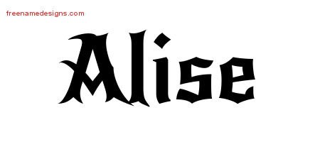 Alise Gothic Name Tattoo Designs