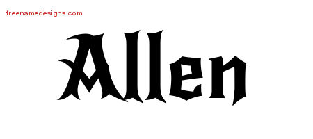 Allen Gothic Name Tattoo Designs