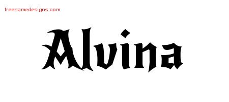 Alvina Gothic Name Tattoo Designs