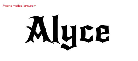 Alyce Gothic Name Tattoo Designs