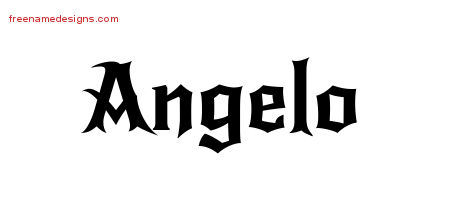 Angelo Gothic Name Tattoo Designs