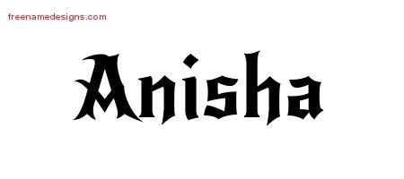 Anisha Gothic Name Tattoo Designs
