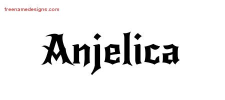 Anjelica Gothic Name Tattoo Designs
