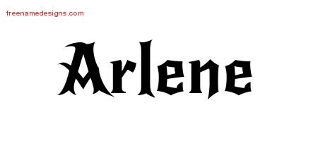Arlene Gothic Name Tattoo Designs