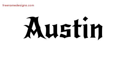 Austin Gothic Name Tattoo Designs