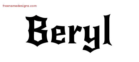 Beryl Gothic Name Tattoo Designs