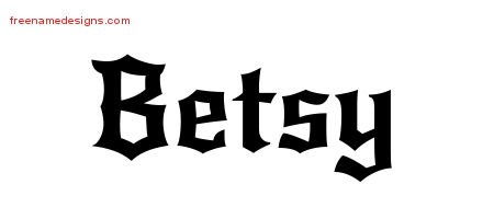 Betsy Gothic Name Tattoo Designs