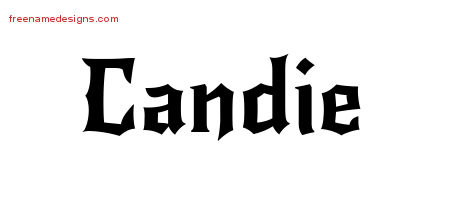 Candie Gothic Name Tattoo Designs