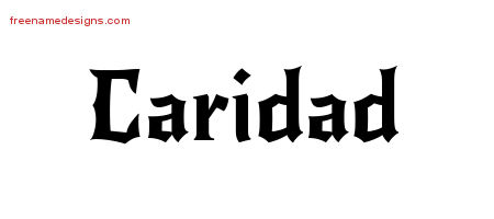 Caridad Gothic Name Tattoo Designs