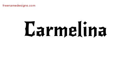 Carmelina Gothic Name Tattoo Designs