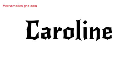 Caroline Gothic Name Tattoo Designs