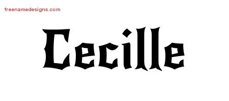 Cecille Gothic Name Tattoo Designs