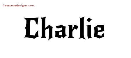 Charlie Gothic Name Tattoo Designs