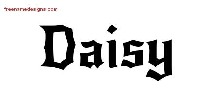 Daisy Gothic Name Tattoo Designs