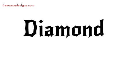 Diamond Gothic Name Tattoo Designs