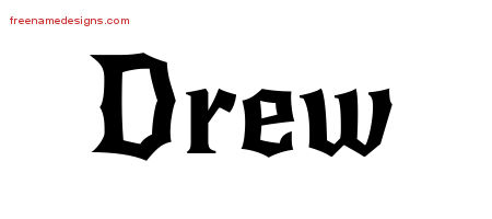 Drew Gothic Name Tattoo Designs