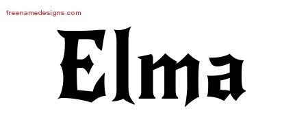 Elma Gothic Name Tattoo Designs