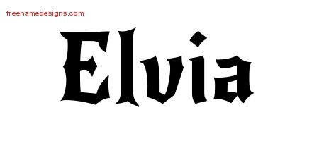 Elvia Gothic Name Tattoo Designs