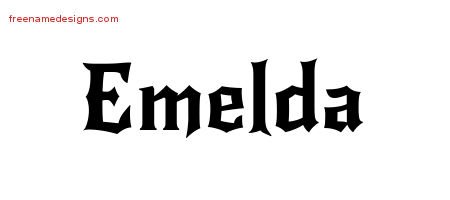 Emelda Gothic Name Tattoo Designs