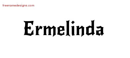 Ermelinda Gothic Name Tattoo Designs